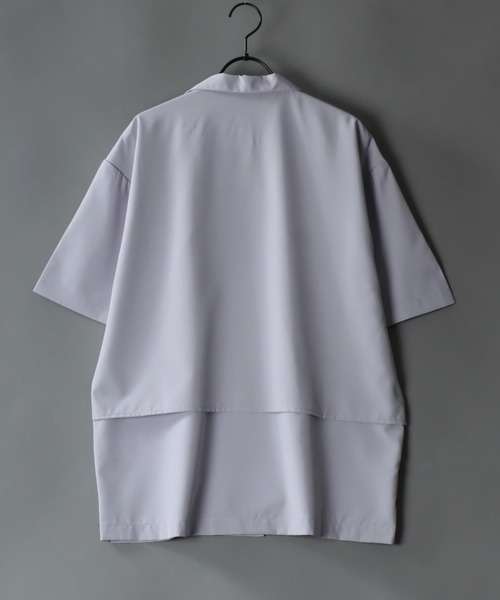 SITRY(シトリー)の「Oversize Drop shoulder trench shirt/オーバーサイズ ドロップショルダー 半袖 トレンチ シャツ(シャツ/ブラウス・メンズ・ホワイト/ブラック/グレー・M/L/XL)」の6枚目の写真
