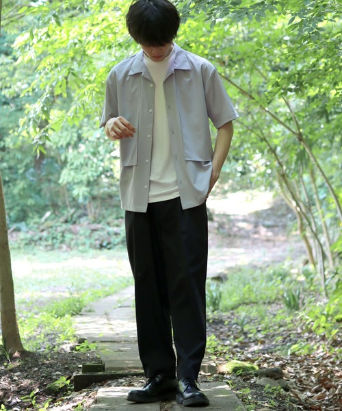 SITRY(シトリー)の「Oversize Drop shoulder trench shirt/オーバーサイズ ドロップショルダー 半袖 トレンチ シャツ(シャツ/ブラウス・メンズ・ホワイト/ブラック/グレー・M/L/XL)」の21枚目の写真