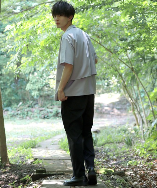 SITRY(シトリー)の「Oversize Drop shoulder trench shirt/オーバーサイズ ドロップショルダー 半袖 トレンチ シャツ(シャツ/ブラウス・メンズ・ホワイト/ブラック/グレー・M/L/XL)」の19枚目の写真