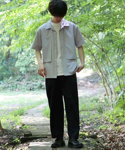 SITRY(シトリー)の「Oversize Drop shoulder trench shirt/オーバーサイズ ドロップショルダー 半袖 トレンチ シャツ(シャツ/ブラウス・メンズ・ホワイト/ブラック/グレー・M/L/XL)」の18枚目の写真