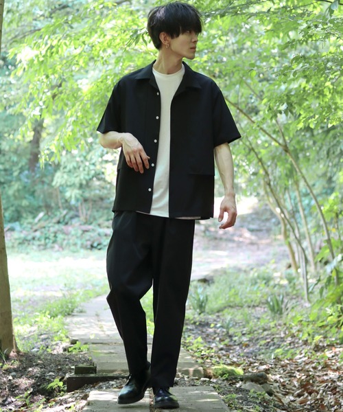 SITRY(シトリー)の「Oversize Drop shoulder trench shirt/オーバーサイズ ドロップショルダー 半袖 トレンチ シャツ(シャツ/ブラウス・メンズ・ホワイト/ブラック/グレー・M/L/XL)」の17枚目の写真