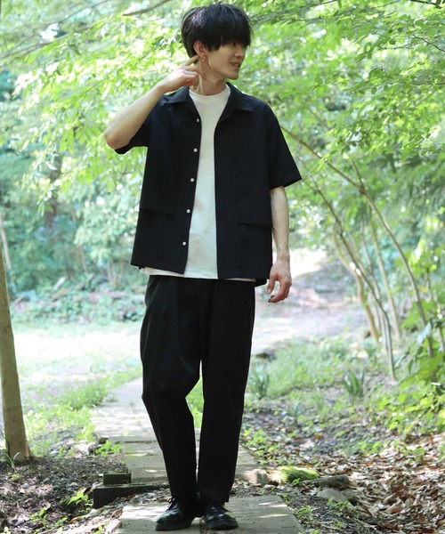 SITRY(シトリー)の「Oversize Drop shoulder trench shirt/オーバーサイズ ドロップショルダー 半袖 トレンチ シャツ(シャツ/ブラウス・メンズ・ホワイト/ブラック/グレー・M/L/XL)」の16枚目の写真