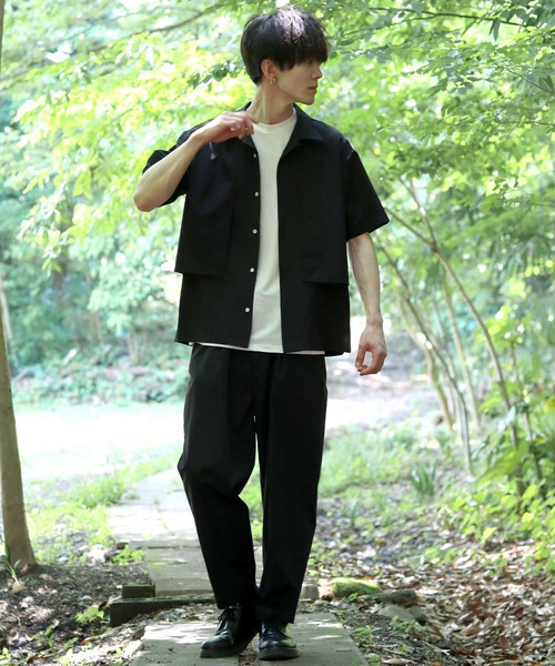 SITRY(シトリー)の「Oversize Drop shoulder trench shirt/オーバーサイズ ドロップショルダー 半袖 トレンチ シャツ(シャツ/ブラウス・メンズ・ホワイト/ブラック/グレー・M/L/XL)」の15枚目の写真