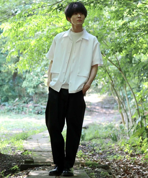 SITRY(シトリー)の「Oversize Drop shoulder trench shirt/オーバーサイズ ドロップショルダー 半袖 トレンチ シャツ(シャツ/ブラウス・メンズ・ホワイト/ブラック/グレー・M/L/XL)」の11枚目の写真