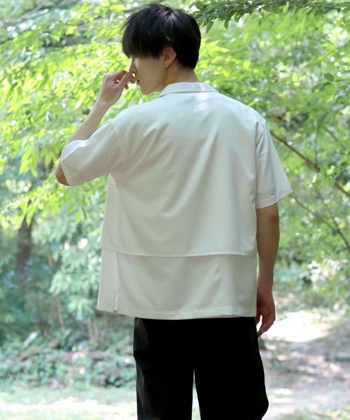 SITRY(シトリー)の「Oversize Drop shoulder trench shirt/オーバーサイズ ドロップショルダー 半袖 トレンチ シャツ(シャツ/ブラウス・メンズ・ホワイト/ブラック/グレー・M/L/XL)」の22枚目の写真
