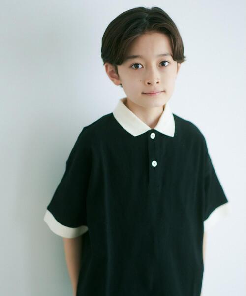 green label relaxing(グリーンレーベルリラクシング)の「【WEB限定サイズあり】TJ バイカラー カノコ ポロシャツ 140cm-160cm(ポロシャツ・キッズ・ブラック/ベージュ・140cm/150cm/160cm)」の2枚目の写真