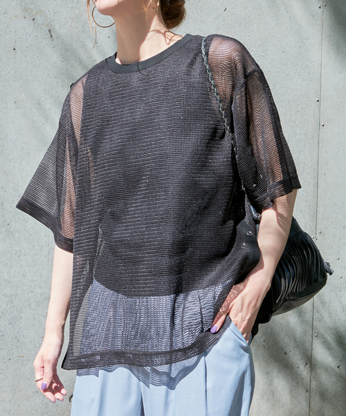 セール】メッシュレイヤードプルオーバー（Tシャツ/カットソー