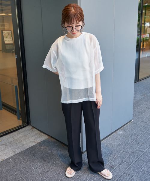 セール】メッシュレイヤードプルオーバー（Tシャツ/カットソー