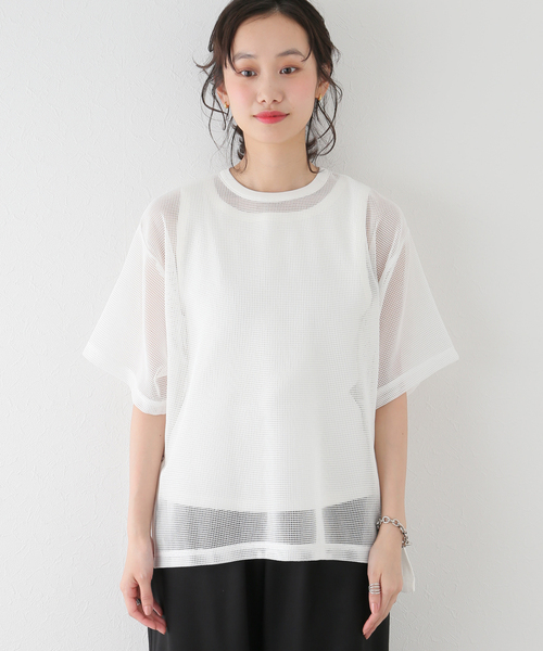 セール】メッシュレイヤードプルオーバー（Tシャツ/カットソー