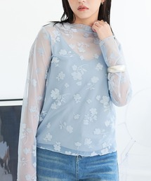 ECRIRE | 花柄 シアー メロー トップス(Tシャツ/カットソー)