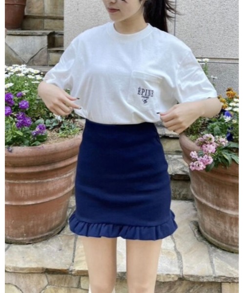 エピヌ　epine ネイビー×ピンク　BIGトレーナー ÉPINE PARIS embroidery sweat navy×pink | épine