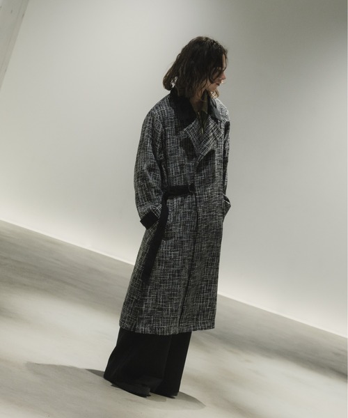 CASPER JOHN(キャスパージョン)の「Tweed tielocken coat/ツィードタイロッケンコート(チェスターコート・メンズ・ブラック・MEDIUM/SMALL/LARGE)」の7枚目の写真