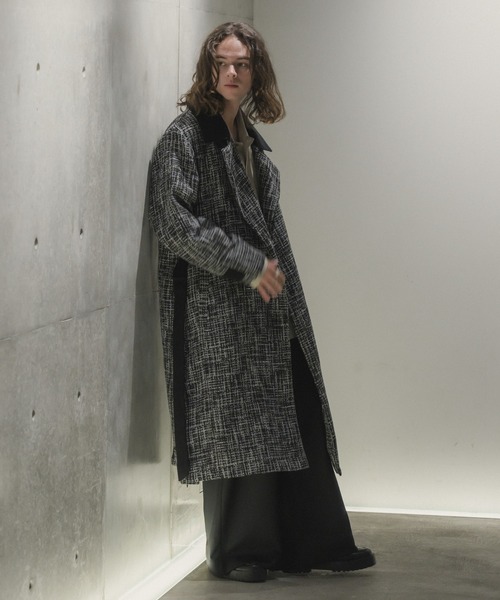 CASPER JOHN(キャスパージョン)の「Tweed tielocken coat/ツィードタイロッケンコート(チェスターコート・メンズ・ブラック・MEDIUM/SMALL/LARGE)」の15枚目の写真