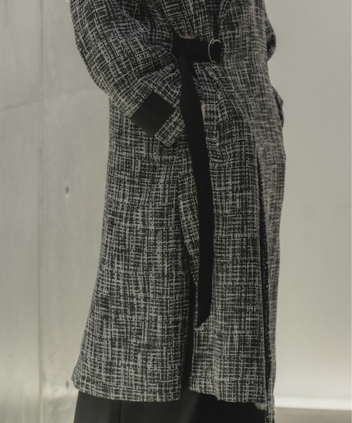 CASPER JOHN(キャスパージョン)の「Tweed tielocken coat/ツィードタイロッケンコート(チェスターコート・メンズ・ブラック・MEDIUM/SMALL/LARGE)」の19枚目の写真