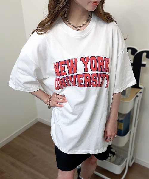Riff(リフ)の「NEWYORK立体プリントBIG半袖Tシャツ(Tシャツ/カットソー・レディース・オレンジ/ブラック/オフホワイト/オートミール・M)」の2枚目の写真