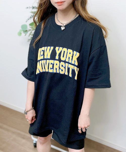 Riff(リフ)の「NEWYORK立体プリントBIG半袖Tシャツ(Tシャツ/カットソー・レディース・オレンジ/ブラック/オフホワイト/オートミール・M)」の1枚目の写真