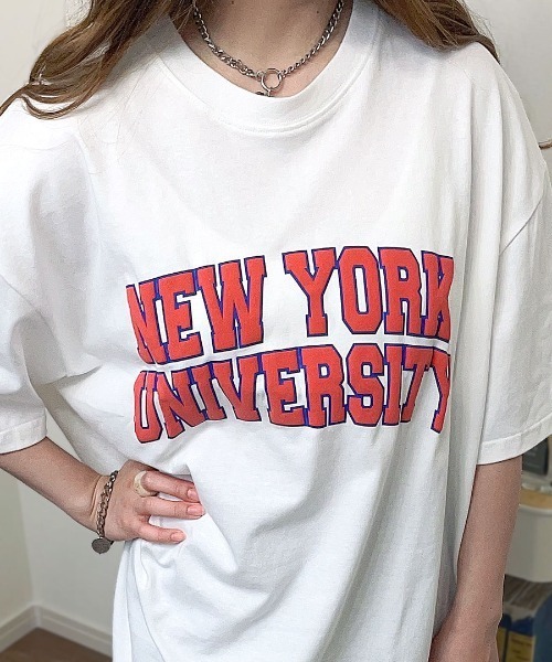 Riff(リフ)の「NEWYORK立体プリントBIG半袖Tシャツ(Tシャツ/カットソー・レディース・オレンジ/ブラック/オフホワイト/オートミール・M)」の7枚目の写真