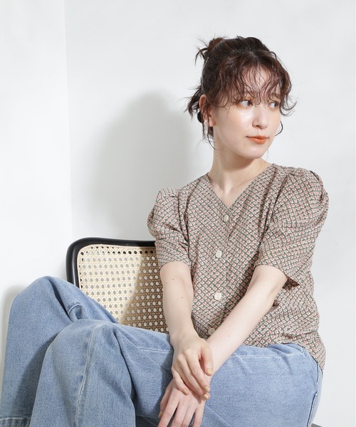 N.（N. Natural Beauty Basic）（エヌエヌナチュラルビューティーベーシック）の「◆フロントボタンプリントブラウス（シャツ/ブラウス・レディース・ブラック系その他/ブラウン系その他/カーキ系・MEDIUM）」の20枚目の写真