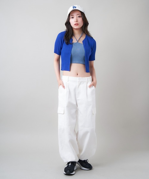 SPINNS（スピンズ）の「【セットアップ対応商品】カップ付き ワンポイントデザイン デニムベアトップ（チューブトップ・レディース・ブラック/ブルー/サックスブルー・ONESIZE）」の8枚目の写真