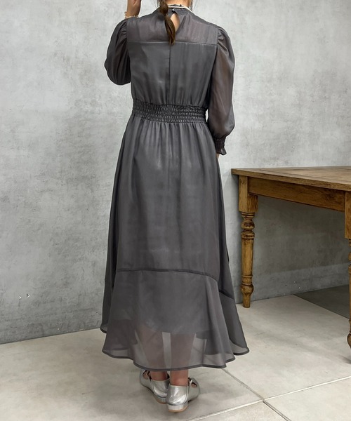 un dix cors（アンディコール）の「【オケージョンドレス/結婚式】シフォンフレアワンピース（ドレス・レディース・グリーン/グレー・FREE/L）」の9枚目の写真