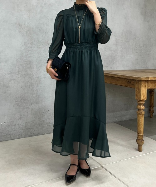 un dix cors（アンディコール）の「【オケージョンドレス/結婚式】シフォンフレアワンピース（ドレス・レディース・グリーン/グレー・FREE/L）」の21枚目の写真