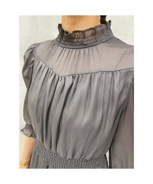 un dix cors（アンディコール）の「【オケージョンドレス/結婚式】シフォンフレアワンピース（ドレス・レディース・グリーン/グレー・FREE/L）」の11枚目の写真