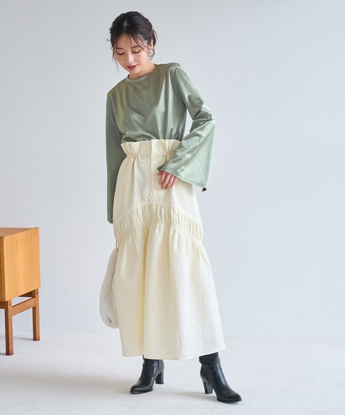 C0569S 未使用品 ROCHAS ジャガード スカート：40 セール】ぽこぽこドロストジャガードスカート（スカート）｜VIS