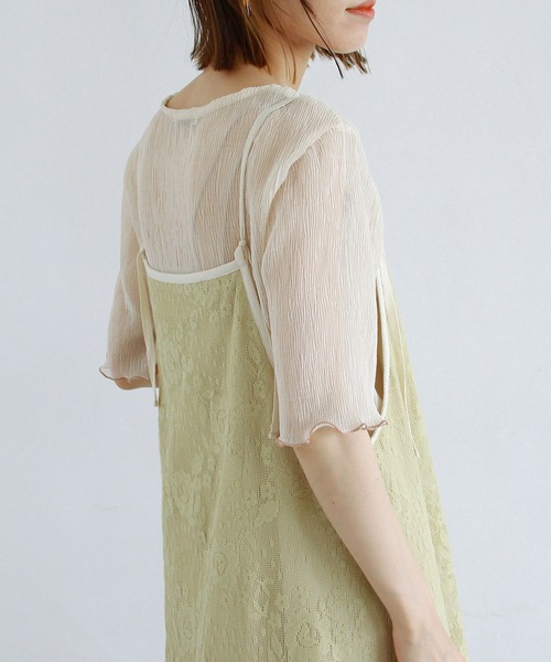 Crisp（クリスプ）の「クリンクルシフォントップス（シャツ/ブラウス・レディース・アイボリー/ピンクベージュ/オレンジ/ブルー・FREE）」の14枚目の写真