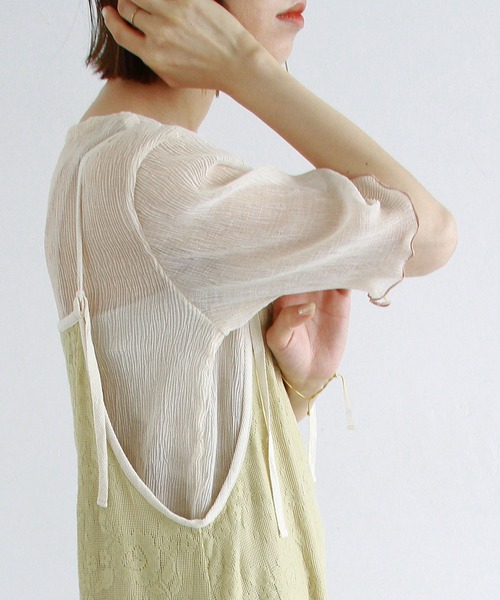 Crisp（クリスプ）の「クリンクルシフォントップス（シャツ/ブラウス・レディース・アイボリー/ピンクベージュ/オレンジ/ブルー・FREE）」の18枚目の写真