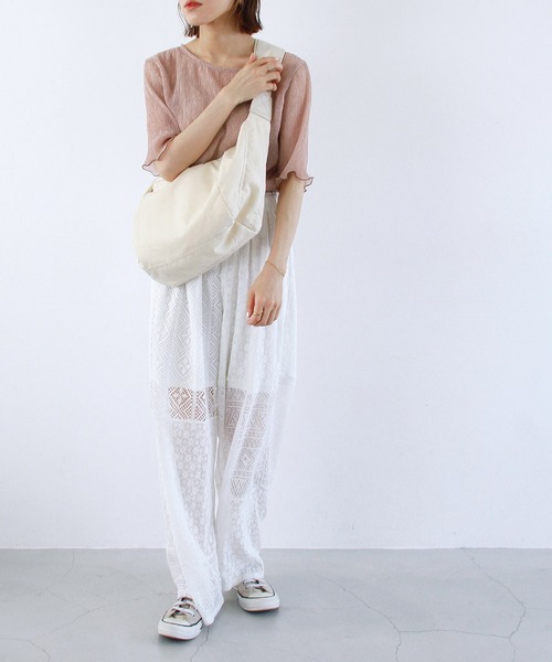 Crisp（クリスプ）の「クリンクルシフォントップス（シャツ/ブラウス・レディース・アイボリー/ピンクベージュ/オレンジ/ブルー・FREE）」の19枚目の写真