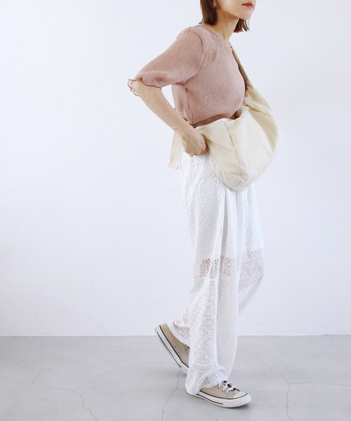 Crisp（クリスプ）の「クリンクルシフォントップス（シャツ/ブラウス・レディース・アイボリー/ピンクベージュ/オレンジ/ブルー・FREE）」の11枚目の写真