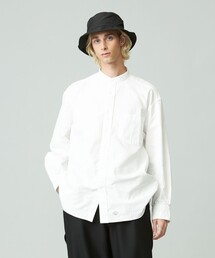 【UNISEX】オックス起毛 バンドカラーシャツ