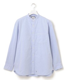 【UNISEX】オックス起毛 バンドカラーシャツ