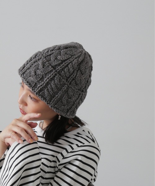 FREE'S MART（フリーズマート）の「ケーブルニット帽（ニットキャップ/ビーニー・レディース・ホワイト/グレー・ﾌﾘ-）」の12枚目の写真