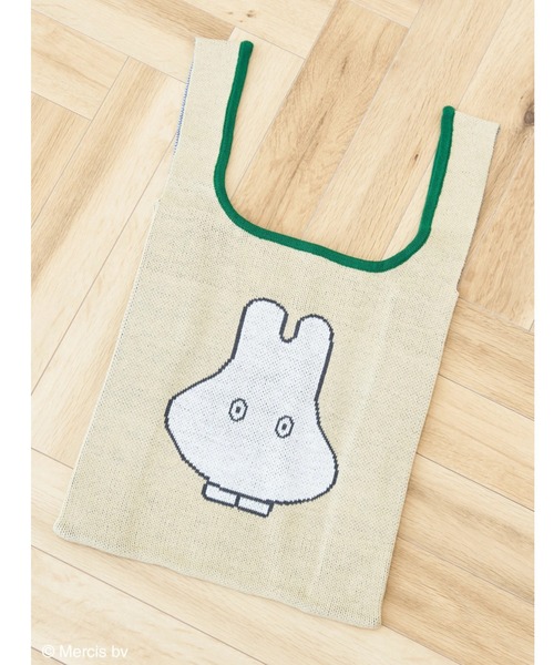 Green　Parks（グリーンパークス）の「miffy/ジャガードニットバッグ（トートバッグ・レディース・グリーン/ホワイト/ブルー/ベージュ・FREE）」の3枚目の写真