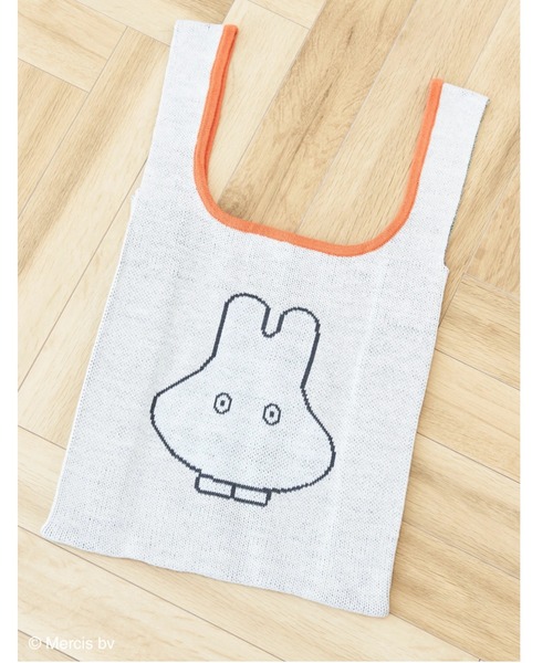 Green　Parks（グリーンパークス）の「miffy/ジャガードニットバッグ（トートバッグ・レディース・グリーン/ホワイト/ブルー/ベージュ・FREE）」の2枚目の写真