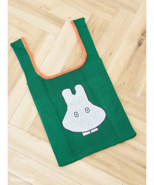 Green　Parks（グリーンパークス）の「miffy/ジャガードニットバッグ（トートバッグ・レディース・グリーン/ホワイト/ブルー/ベージュ・FREE）」の4枚目の写真