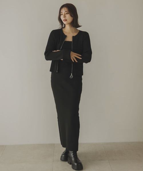 rectangle（レクタングル）の「Wジップカーディガン＆ベアトップセット（カーディガン/ボレロ・レディース・杢グレー/アイボリー/ブラック・FREE）」の11枚目の写真