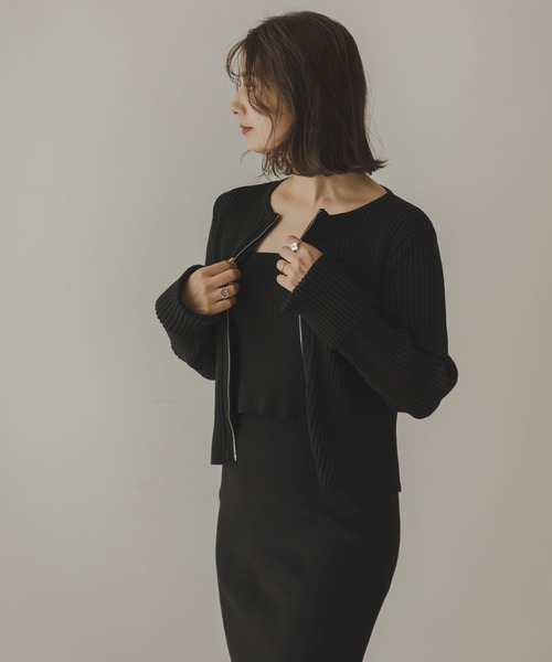 rectangle（レクタングル）の「Wジップカーディガン＆ベアトップセット（カーディガン/ボレロ・レディース・杢グレー/アイボリー/ブラック・FREE）」の14枚目の写真