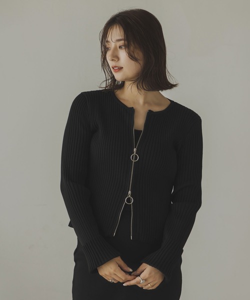 rectangle（レクタングル）の「Wジップカーディガン＆ベアトップセット（カーディガン/ボレロ・レディース・杢グレー/アイボリー/ブラック・FREE）」の16枚目の写真