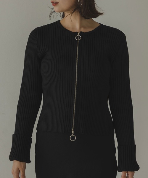 rectangle（レクタングル）の「Wジップカーディガン＆ベアトップセット（カーディガン/ボレロ・レディース・杢グレー/アイボリー/ブラック・FREE）」の4枚目の写真