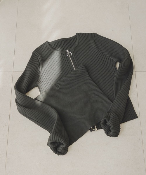 rectangle（レクタングル）の「Wジップカーディガン＆ベアトップセット（カーディガン/ボレロ・レディース・杢グレー/アイボリー/ブラック・FREE）」の10枚目の写真