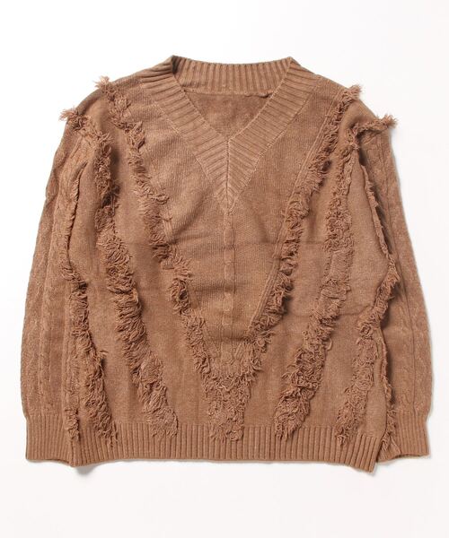 Burner(バーナー)の「【OKUOKU 0909】ニット / Vネック / デザイン oku-tops-681310676308-29 A1(ニット/セーター・レディース・オフホワイト/ベージュ/ブルー・FREE)」の2枚目の写真