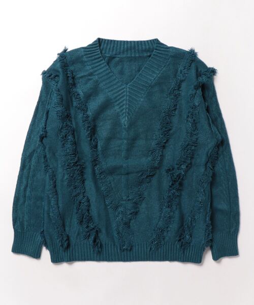 Burner(バーナー)の「【OKUOKU 0909】ニット / Vネック / デザイン oku-tops-681310676308-29 A1(ニット/セーター・レディース・オフホワイト/ベージュ/ブルー・FREE)」の3枚目の写真