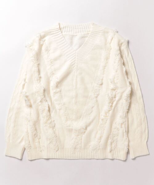 Burner(バーナー)の「【OKUOKU 0909】ニット / Vネック / デザイン oku-tops-681310676308-29 A1(ニット/セーター・レディース・オフホワイト/ベージュ/ブルー・FREE)」の5枚目の写真