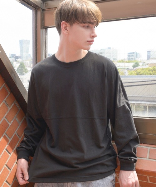 Beautiful Harmony（ビューティフルハーモニー）の「ビッグロンT（Tシャツ/カットソー・メンズ・ピンク/サンドベージュ/オフホワイト/ネイビー/ベージュ/ローズ/レッド/ブラック/ブルーグレー・MEDIUM/LARGE）」の3枚目の写真