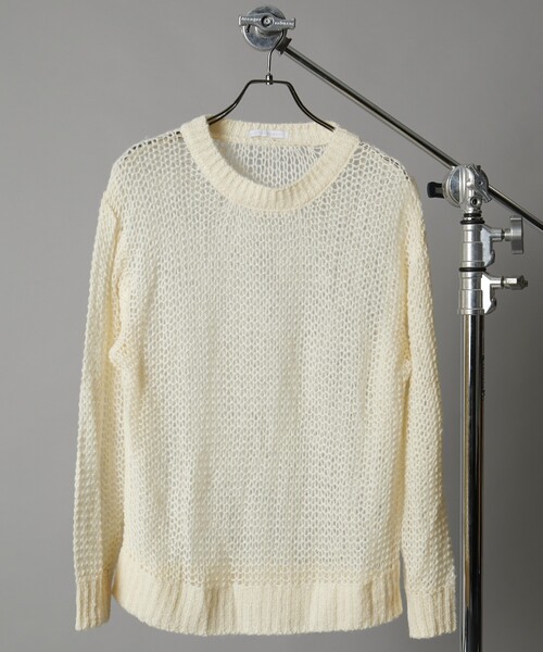 Firsthand(ファーストハンド)の「Firsthand/ファーストハンド メッシュクルーニット(ニット/セーター・メンズ・ブラック/オフホワイト/グリーン・M/L)」の4枚目の写真