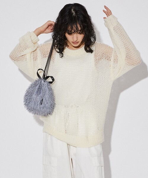 Firsthand(ファーストハンド)の「Firsthand/ファーストハンド メッシュクルーニット(ニット/セーター・メンズ・ブラック/オフホワイト/グリーン・M/L)」の12枚目の写真