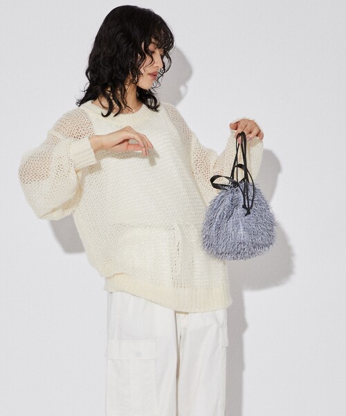 Firsthand(ファーストハンド)の「Firsthand/ファーストハンド メッシュクルーニット(ニット/セーター・メンズ・ブラック/オフホワイト/グリーン・M/L)」の10枚目の写真