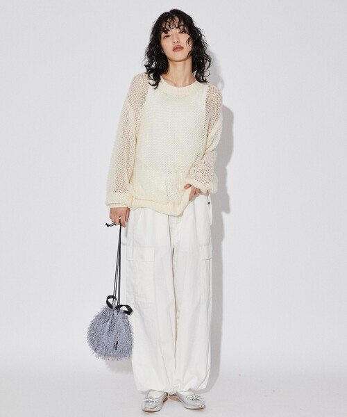 Firsthand(ファーストハンド)の「Firsthand/ファーストハンド メッシュクルーニット(ニット/セーター・メンズ・ブラック/オフホワイト/グリーン・M/L)」の9枚目の写真